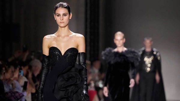 Elie Saab's Classic Fall Couture has Foliage, Shimmer – and Capes for Men 
