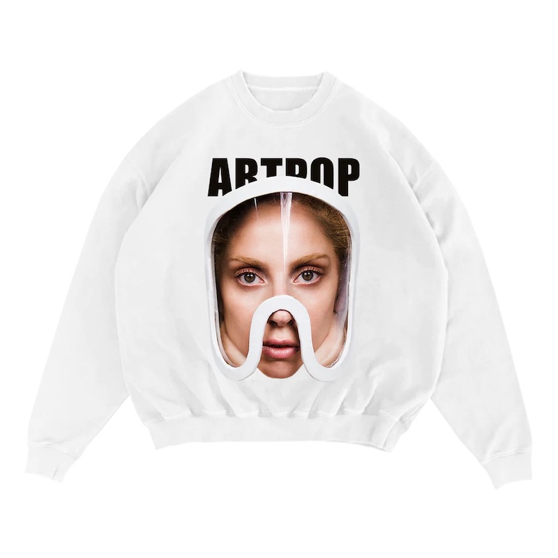 Artpop Mask White Crewneck, $80